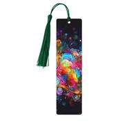 Marque-page en bois avec pompons, étiquette suspendue en bois, marque-pages artistiques faits main, lumineux et colorés, ornements, mar