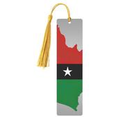 Marque-page en bois avec pompons, motif carte du drapeau de Sao Tomé-et-Principe naturel, étiquettes artisanales, cadeaux pour homme et femme