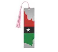 Marque-page en bois avec pompons, motif carte du drapeau de Sao Tomé-et-Principe naturel, étiquettes artisanales, cadeaux pour homme et femme