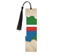 Marque-page en bois avec pompons, motif carte du drapeau de Sao Tomé-et-Principe naturel, étiquettes artisanales, cadeaux pour homme et femme