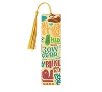 Marque-page en bois avec slogans hawaïens pour les amateurs de livres, fait à la main avec pompons colorés, marque-page imprimés double face, accessoires de livre artistique, cadeau pour homme et