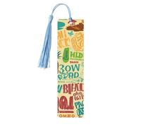 Marque-page en bois avec slogans hawaïens pour les amateurs de livres, marque-page à faire soi-même avec pompons colorés, étiquettes cadeaux rectangulaires en bois, cadeau inhabituel pour homme et