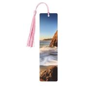 Marque-page en bois Beach Malibu pour les amateurs de livres, marque-pages en bois à suspendre avec pompons colorés en bois, étiquettes cadeaux insolites pour hommes et femmes