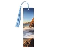 Marque-page en bois Beach Malibu pour les amateurs de livres, marque-pages en bois à suspendre avec pompons colorés en bois, étiquettes cadeaux insolites pour hommes et femmes