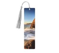 Marque-page en bois Beach Malibu pour les amateurs de livres, marque-pages en bois à suspendre avec pompons colorés en bois, étiquettes cadeaux insolites pour hommes et femmes