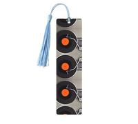 Marque-page en bois bleu ciel - Disque vinyle vintage double face imprimé décoratif pour salle d'étude, bureau, salle de classe, bibliothèque