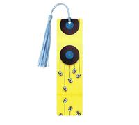 Marque-page en bois bleu ciel - Disques vinyles double face et rubans adhésifs imprimés complets pour livres à couverture rigide, journaux, cahiers - Cadeau idéal