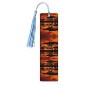 Marque-page en bois bleu ciel - Girafe d'Afrique double face arbre majestueux pleine impression décorative pour salle d'étude, bureau, salle de classe, bibliothèque