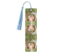 Marque-page en bois bleu ciel - Joli motif cochon d'Inde, parfait pour les livres, les journaux, les carnets et les planificateurs