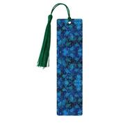 Marque-page en bois bleu tortue de mer avec pompons, étiquettes artisanales naturelles pour livres, cadeau parfait pour femmes et hommes