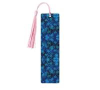 Marque-page en bois bleu tortue de mer avec pompons, étiquettes artisanales naturelles pour livres, cadeau parfait pour femmes et hommes