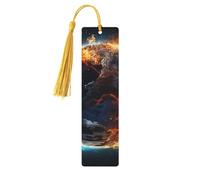 Marque-page en bois de glace et de feu en forme de planète pour hommes, femmes, enseignants, cadeau vintage fait à la main, marque-pages pour lecture, marque-pages à suspendre, étiquettes cadeaux