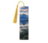 Marque-page en bois de lac National Park pour hommes, femmes, enseignants, cadeau vintage fait à la main, marque-pages pour lecture, étiquettes cadeaux à suspendre, marque-pages en bois avec pompon