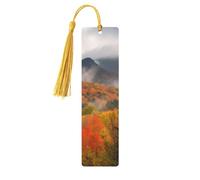 Marque-page en bois de montagnes d'automne pour hommes, femmes, enseignants, cadeau vintage fait à la main, marque-pages pour lecture, marque-pages à suspendre, étiquettes cadeaux, ornements en bois