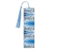 Marque-page en bois de peuplier de haute qualité avec motifs d'arbres d'hiver recouverts de neige - Marque-page double face pour livres, journaux et plus encore
