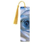 Marque-page en bois de rose bleu et blanc pour hommes, femmes, enseignants, cadeau vintage fait à la main, marque-pages pour lecture, marque-pages à suspendre, étiquettes cadeaux, ornements en bois
