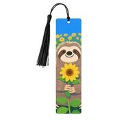Marque-page en bois de tournesol en bois vintage à suspendre avec pompons - Marque-page mignon pour femme et homme - Pour amateurs de livres