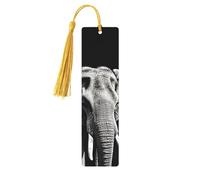 Marque-page en bois d'éléphant noir et blanc pour hommes, femmes, enseignants, cadeau vintage fait à la main, marque-pages pour lecture, marque-pages à suspendre, étiquettes cadeaux, ornements en bois