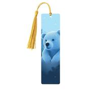 Marque-page en bois d'ours bleu pour hommes, femmes, enseignants, cadeau vintage fait à la main, marque-page pour lecture, marque-pages à suspendre, étiquettes cadeaux, marque-pages en bois avec