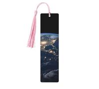 Marque-page en bois « Earth from the Outer Space » pour hommes, femmes, enseignants, cadeau vintage fait à la main, marque-pages pour lecture, marque-pages à suspendre, étiquettes cadeaux, ornements