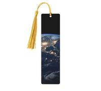 Marque-page en bois « Earth from the Outer Space » pour hommes, femmes, enseignants, cadeau vintage fait à la main, marque-pages pour lecture, marque-pages à suspendre, étiquettes cadeaux, ornements