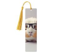 Marque-page en bois en forme d'animal avec lunettes pour les amateurs de livres fait à la main avec pompon, marque-page de lecture, étiquettes cadeaux en bois pour décorations artisanales