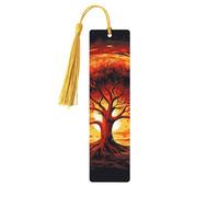 Marque-page en bois en forme d'arbre de vie brûlé pour hommes, femmes, enseignants, cadeau vintage fait à la main, marque-pages pour lecture, marque-pages à suspendre, étiquettes cadeaux, ornements en
