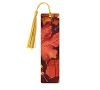 Marque-page en bois en forme de feuilles d'érable d'automne pour les amateurs de livres, fait à la main avec pompons colorés, marque-page imprimés double face, accessoires de livre artistique, cadeau