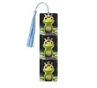 Marque-page en bois en forme de grenouille en forme de couronne pour homme et femme, fait à la main avec pendentif en forme de gland en bois brut pour les amateurs de livres