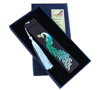 Marque-page en bois fait à la main ensemble marqueur de page pour les amateurs de livres, cadeau d'anniversaire, Collection, emballage cadeau-paon peint