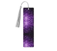 Marque-page en bois gris - Belle impression à paillettes violettes, décoration idéale pour les amateurs de livres, livres à couverture rigide, journaux, agendas et plus encore