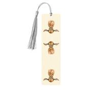 Marque-page en bois gris - Marque-page double face en forme d'animal de la ferme avec pompon pour livres, journaux, carnets