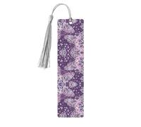 Marque-page en bois gris - Motif papillons violets double face - Décoration pour salle d'étude, bureau, salle de classe, bibliothèque