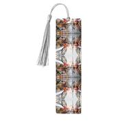 Marque-page en bois gris - Peinture à l'huile double face - Scène de rue de Paris - Tour Eiffel - Impression complète - Pour livres, journaux, cahiers