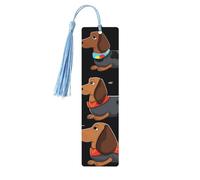 Marque-page en bois « I Love My Dog Teckels » pour les amateurs de livres, marque-page à faire soi-même avec pompons colorés - Étiquettes cadeaux rectangulaires en bois - Cadeau inhabituel pour homme