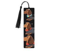 Marque-page en bois « I Love My Dog Teckels » pour les amateurs de livres, marque-page à faire soi-même avec pompons colorés - Étiquettes cadeaux rectangulaires en bois - Cadeau inhabituel pour homme
