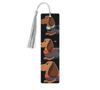 Marque-page en bois « I Love My Dog Teckels » pour les amateurs de livres, marque-page à faire soi-même avec pompons colorés - Étiquettes cadeaux rectangulaires en bois - Cadeau inhabituel pour homme