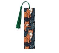 Marque-page en bois imprimé chat pour les amateurs de livres, marque-pages en bois à suspendre avec pompons colorés, étiquettes en bois, ornements, cadeau inhabituel pour homme et femme