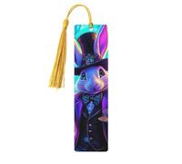 Marque-page en bois imprimé double face avec fleurs néon, galaxie psychédélique, accessoires de livre artistique, cadeaux d'anniversaire pour hommes et femmes, pour les amateurs de livres