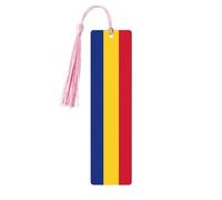 Marque-page en bois imprimé drapeau de la Roumanie pour homme et femme, avec pompons, marque-pages pour les amateurs de livres, cadeaux