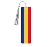 Marque-page en bois imprimé drapeau de la Roumanie pour homme et femme, avec pompons, marque-pages pour les amateurs de livres, cadeaux
