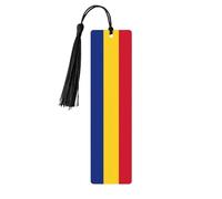 Marque-page en bois imprimé drapeau de la Roumanie pour homme et femme, avec pompons, marque-pages pour les amateurs de livres, cadeaux