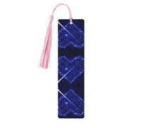 Marque-page en bois imprimé étoile filante avec pompons pour la lecture de livres à couverture rigide