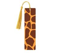 Marque-page en bois imprimé girafe avec pendentif en forme de pompon unique fait à la main - Marqueur de livre pour les amateurs de livres - Idéal pour un cadeau d'anniversaire