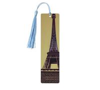 Marque-page en bois imprimé Tour Eiffel Paris pour homme et femme avec pompons pour les amateurs de livres, cadeaux