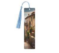 Marque-page en bois - Italie - Marque-page toscan avec pompons - Marque-page vintage créatif en bois pour les amoureux des livres - Marque-pages de lecture faits main - Idée cadeau de Noël pour hommes