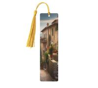 Marque-page en bois - Italie - Marque-page toscan avec pompons - Marque-page vintage créatif en bois pour les amoureux des livres - Marque-pages de lecture faits main - Idée cadeau de Noël pour hommes