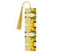 Marque-page en bois jaune avec pompons pour la lecture de livres à couverture rigide