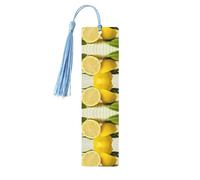 Marque-page en bois jaune avec pompons pour la lecture de livres à couverture rigide