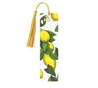 Marque-page en bois jaune citron frais pour hommes, femmes, enseignants, cadeau vintage fait à la main, marque-pages pour lecture, marque-pages à suspendre, étiquettes cadeaux, ornements en bois avec